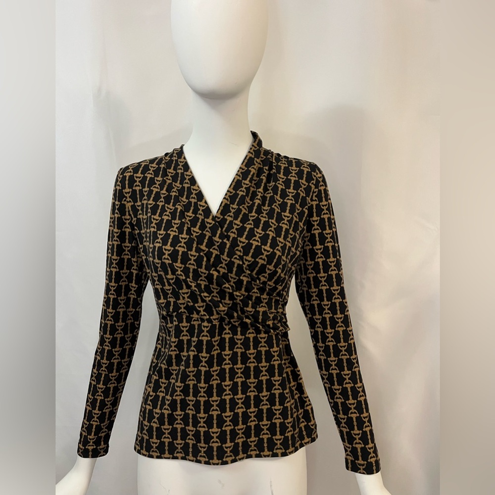 Black and Tan Horsebit Wrap Top Charter Club
